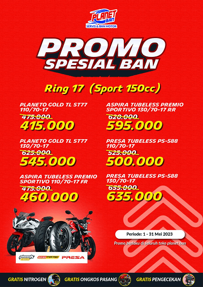 Promo Ban Ring 17 motor Sport 150CC