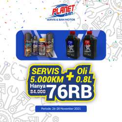 Promo Servis 5.000KM + Oli X-Ten 0,8L, Hanya Rp 76.000! Khusus Planet Ban Wilayah Banten