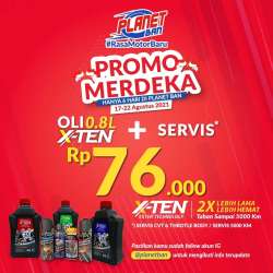 PROMO MERDEKA HANYA 6 HARI!  SERVIS + GANTI OLI HANYA 76 RIBU!